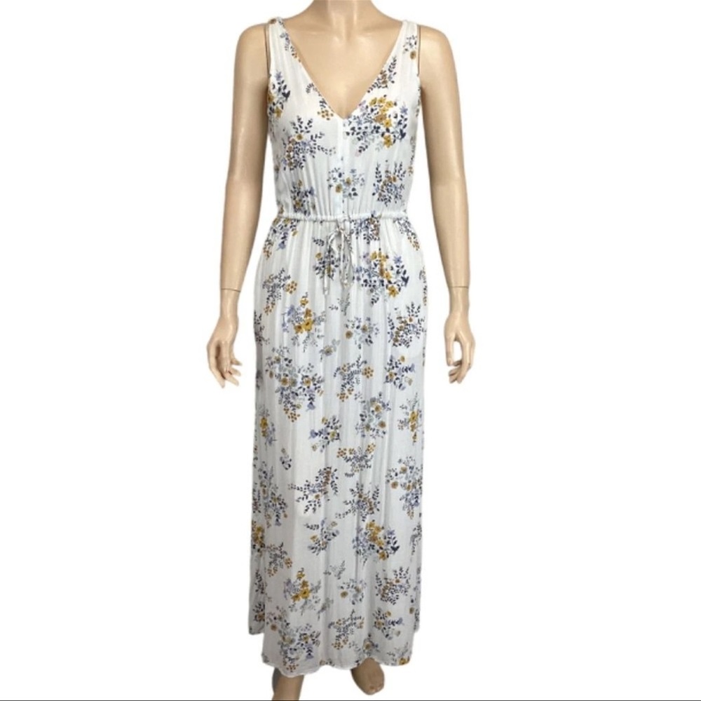 New Lucky Brand Lined Floral Bohemian Maxi Dress w/Pockets Tie Waist Size: XS - Picture 2 of 11